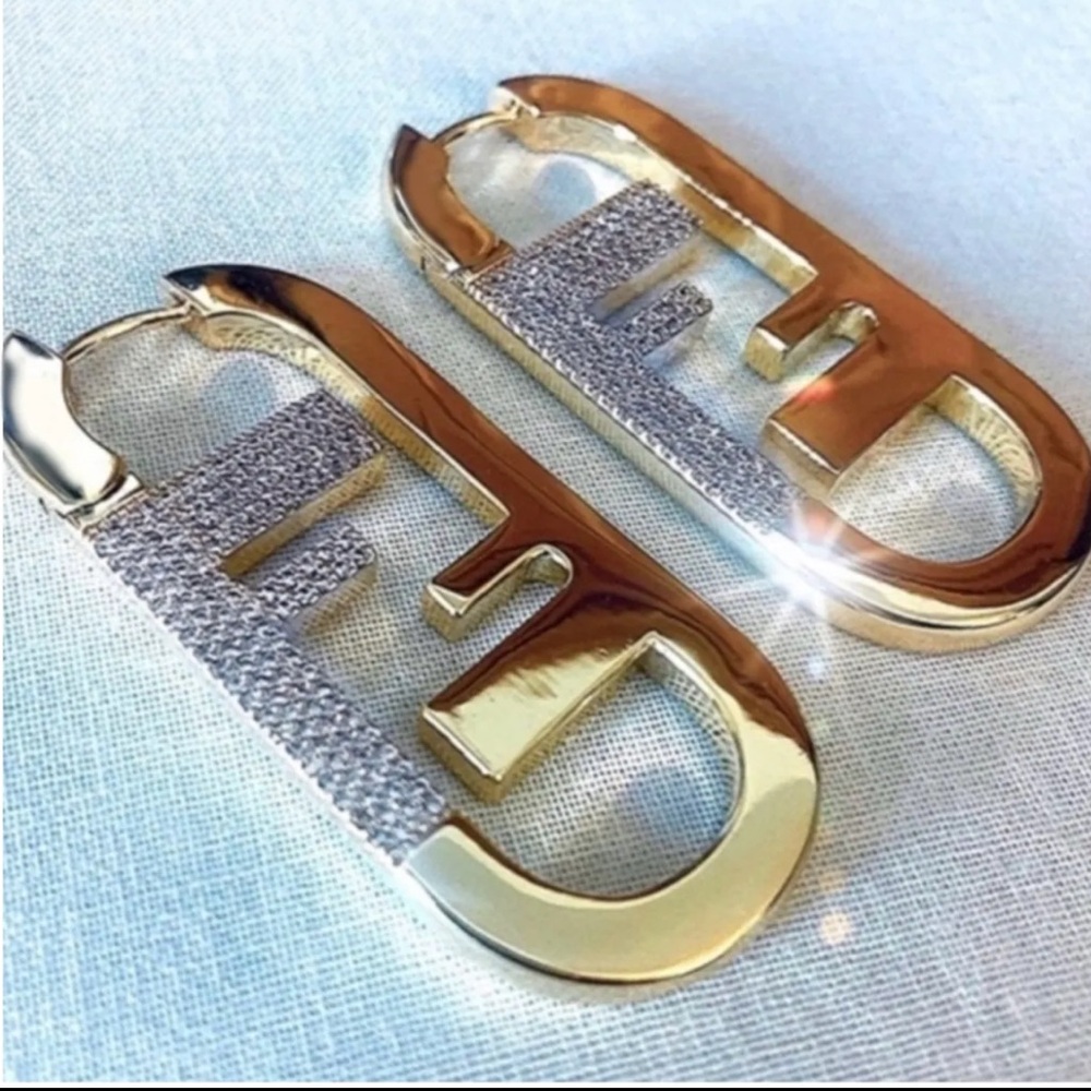 Authentic Fendi Large O’Lock Crystal Earrings - Picture 8 of 12